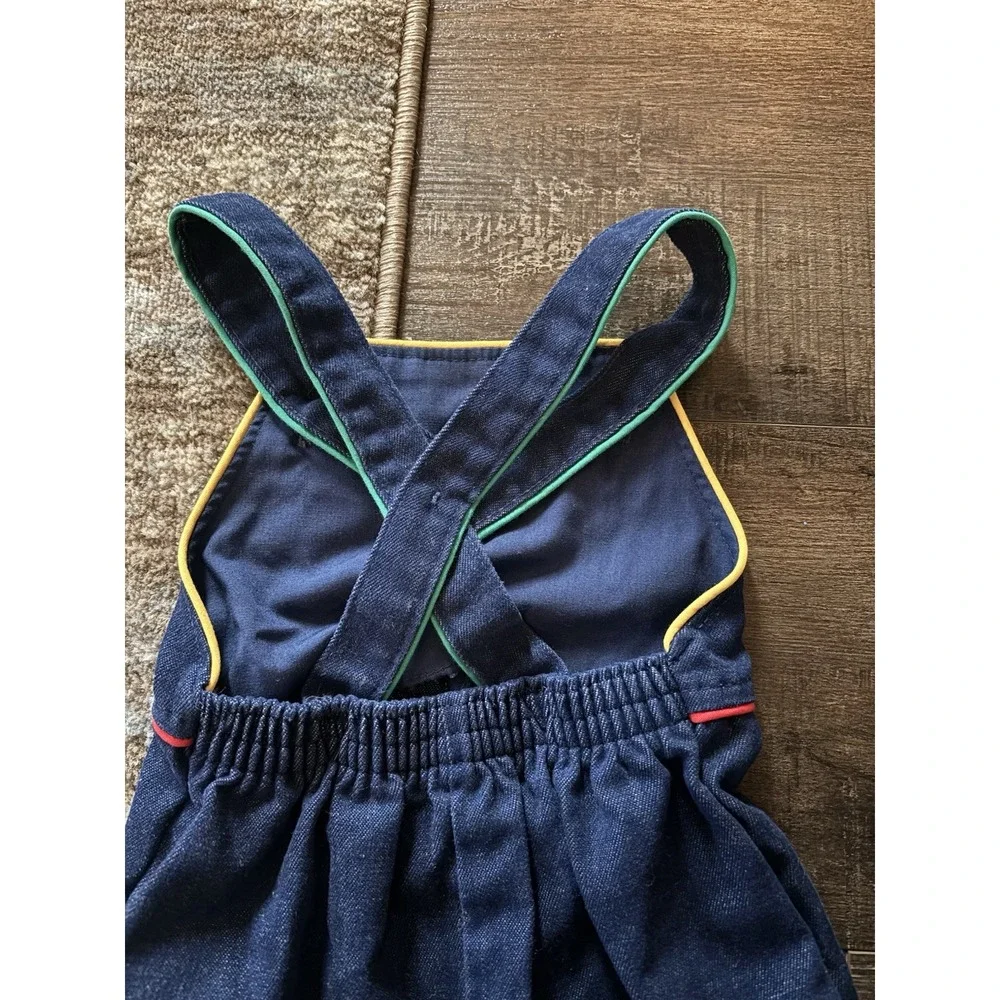 Vintage Health Tex Baby Overalls Rocking Horse Contrast Stitching Sz 12 Month